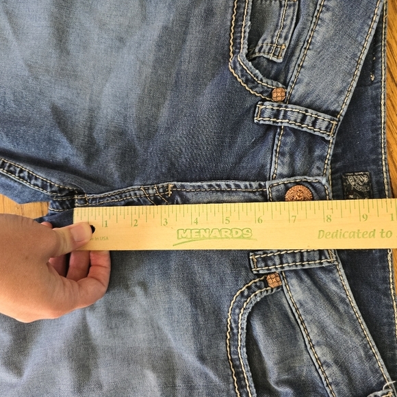 Silver Jeans Womens 28 Blue Suki Capri Denim Pants Thick Stitch Embroidered - Picture 13 of 14